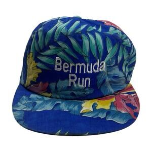 Vintage hawaiian trucker hat blue "Bermuda Run"